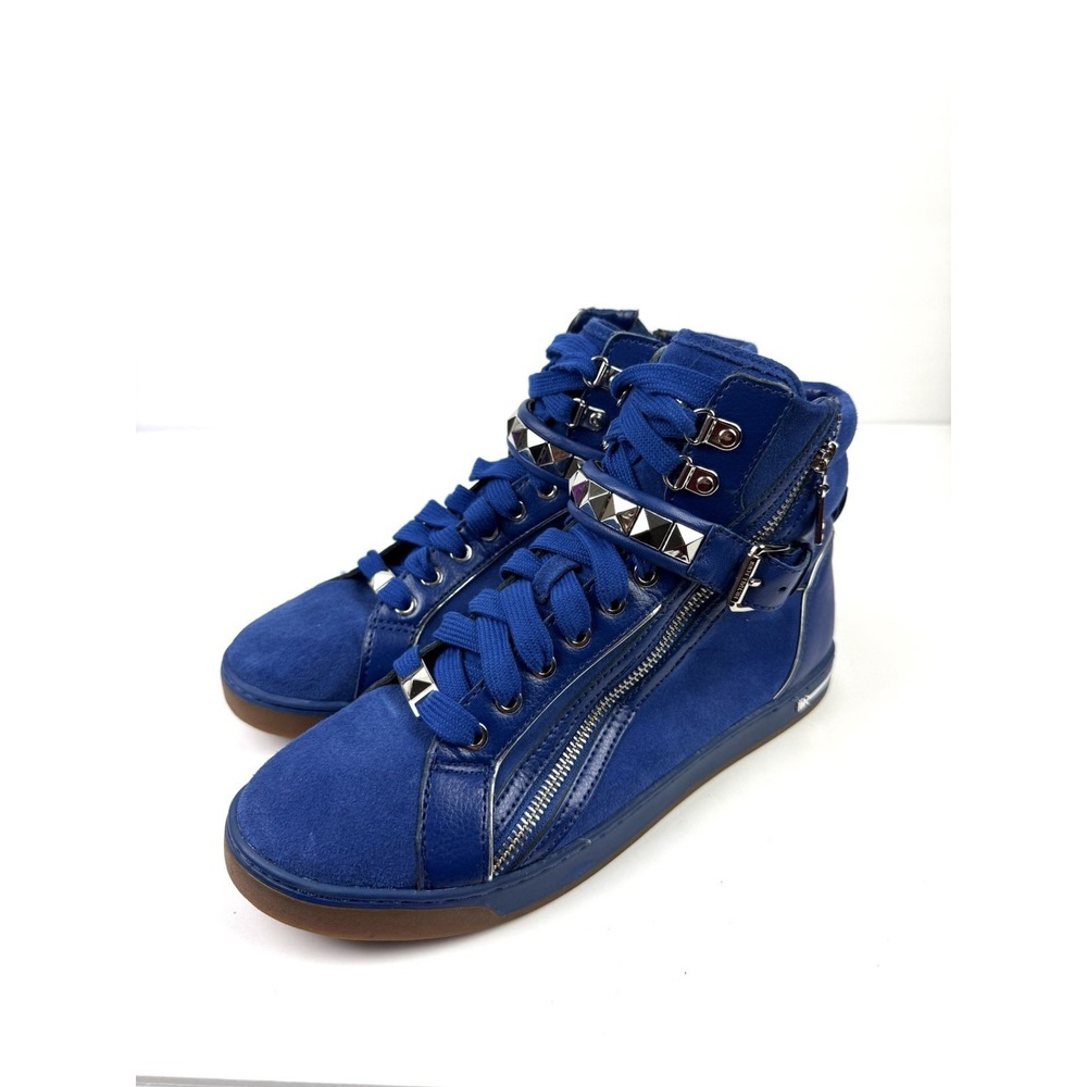 Michael Kors Glam Studded High Tops 10 Royal Blue Suede Womens Shoes